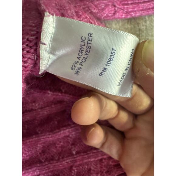 St.John’s Bay cable knit chunky sweater Pink,‎ size Petite Large (PL) - Picture 4 of 8